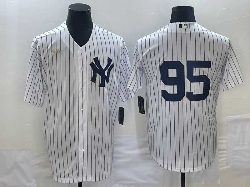 Men%27s New York Yankees #95 Oswaldo Cabrera White No Name Throwback Stitched MLB Cool Base Nike Jersey